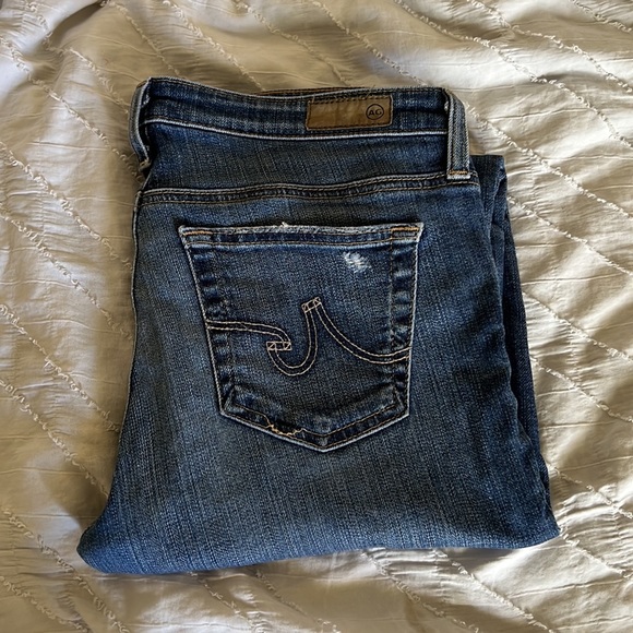 AG Adriano Goldschmied Jeans Denim ripped rips mid blue Wash - Picture 2 of 5